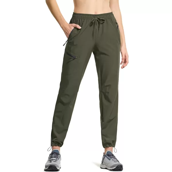 CQR Womens Hiking Outdoor Pants Lightweight Stretch Cargo Pants with Zipper Pockets Water Resistant Athletic PantsAcadia Pants Olive