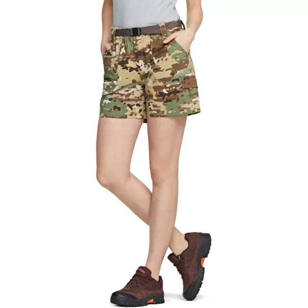 CQR Womens Hiking Shorts Quick Dry Lightweight Travel Shorts UPF 50 UVSPF Stretch Camping Shorts Outdoor ApparelDriflex Utility Camo