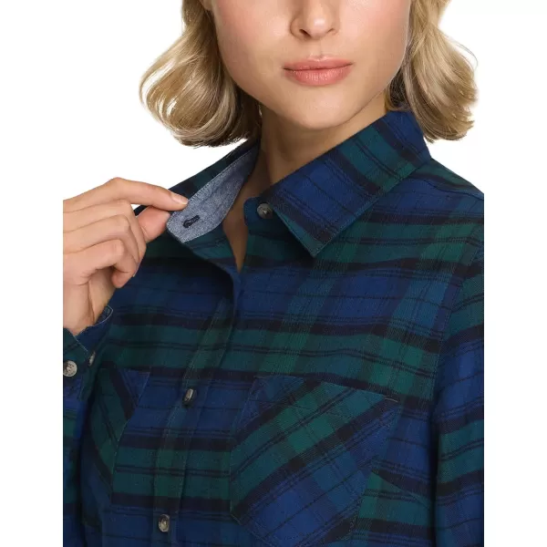 CQR Womens Plaid Flannel Shirt Long Sleeve AllCotton Soft Brushed Casual Button Down ShirtsFlannel Plaid Shirts Black Watch