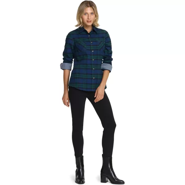 CQR Womens Plaid Flannel Shirt Long Sleeve AllCotton Soft Brushed Casual Button Down ShirtsFlannel Plaid Shirts Black Watch