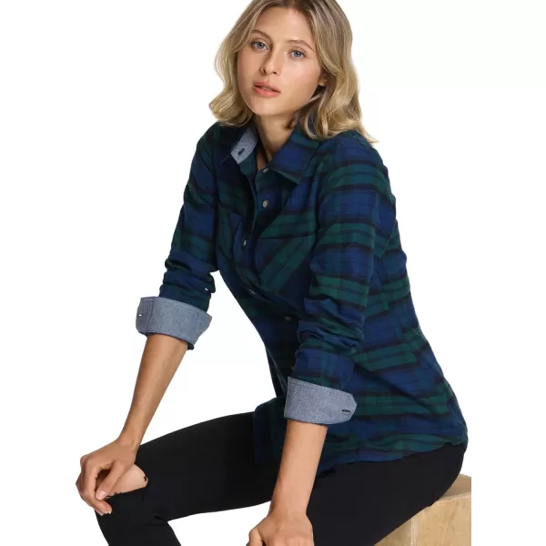 CQR Womens Plaid Flannel Shirt Long Sleeve AllCotton Soft Brushed Casual Button Down ShirtsFlannel Plaid Shirts Black Watch