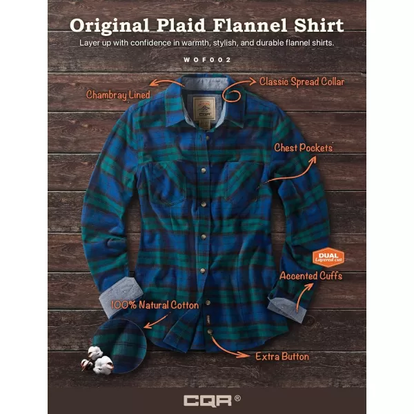 CQR Womens Plaid Flannel Shirt Long Sleeve AllCotton Soft Brushed Casual Button Down ShirtsFlannel Plaid Shirts Black Watch