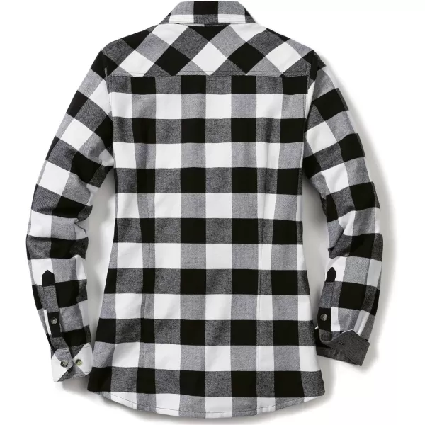 CQR Womens Plaid Flannel Shirt Long Sleeve AllCotton Soft Brushed Casual Button Down ShirtsFlannel Plaid Shirts Classic Black