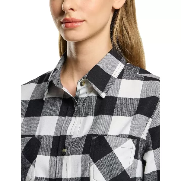 CQR Womens Plaid Flannel Shirt Long Sleeve AllCotton Soft Brushed Casual Button Down ShirtsFlannel Plaid Shirts Classic Black