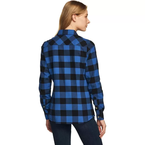 CQR Womens Plaid Flannel Shirt Long Sleeve AllCotton Soft Brushed Casual Button Down ShirtsFlannel Plaid Shirts Classic Blue