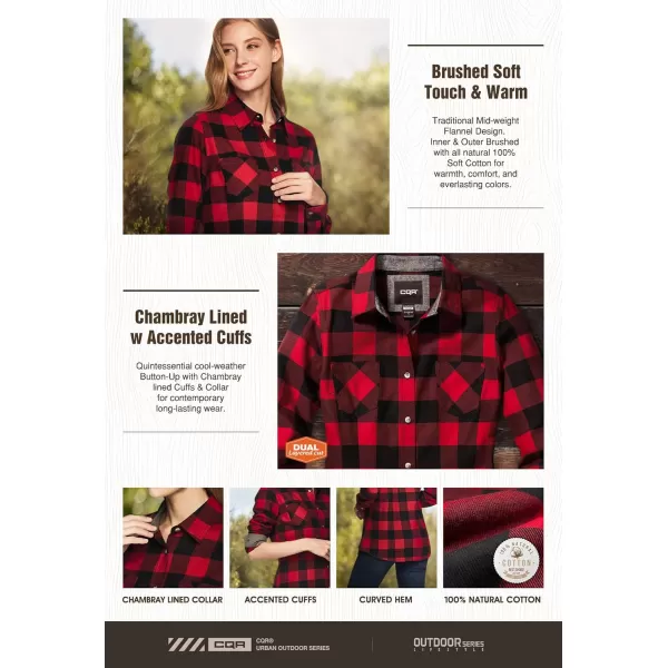 CQR Womens Plaid Flannel Shirt Long Sleeve AllCotton Soft Brushed Casual Button Down ShirtsFlannel Plaid Shirts Classic Red