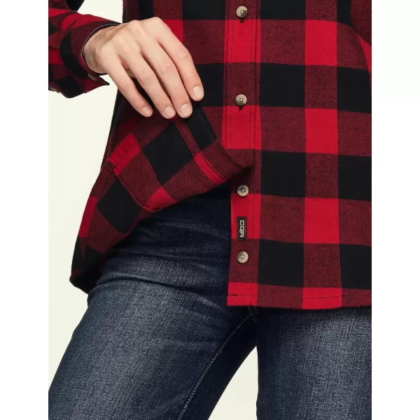 CQR Womens Plaid Flannel Shirt Long Sleeve AllCotton Soft Brushed Casual Button Down ShirtsFlannel Plaid Shirts Classic Red