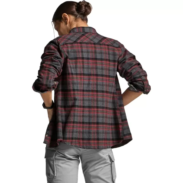 CQR Womens Plaid Flannel Shirt Long Sleeve AllCotton Soft Brushed Casual Button Down ShirtsFlannel Plaid Shirts Heritage Red