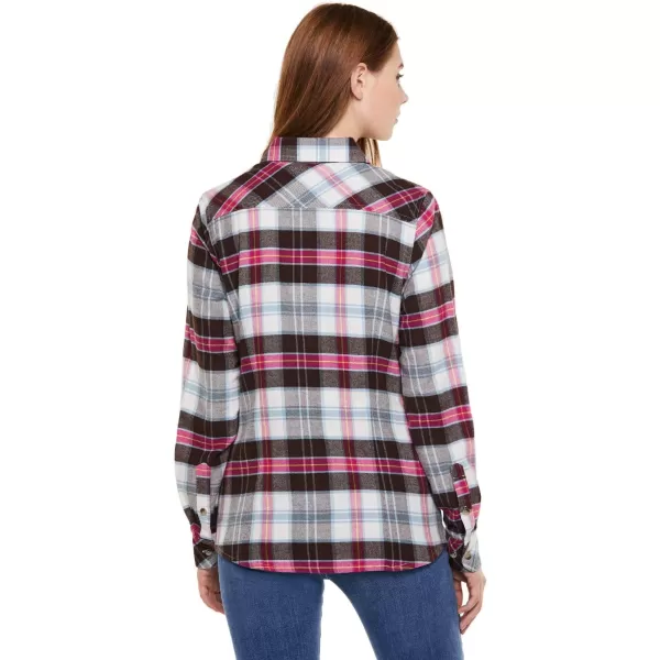 CQR Womens Plaid Flannel Shirt Long Sleeve AllCotton Soft Brushed Casual Button Down ShirtsFlannel Plaid Shirts Kisses Carnation