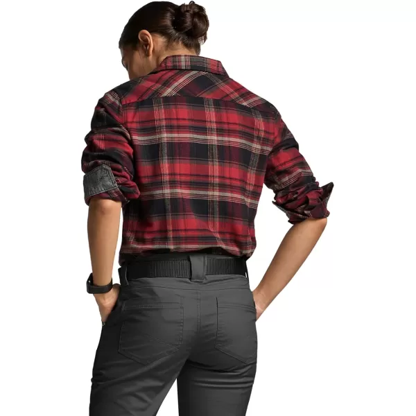 CQR Womens Plaid Flannel Shirt Long Sleeve AllCotton Soft Brushed Casual Button Down ShirtsFlannel Plaid Shirts Maple Crimson