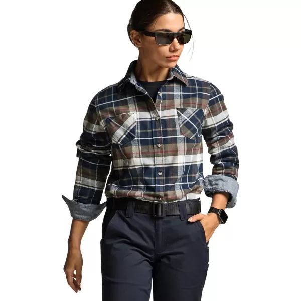 CQR Womens Plaid Flannel Shirt Long Sleeve AllCotton Soft Brushed Casual Button Down ShirtsFlannel Plaid Shirts Midnight Forest