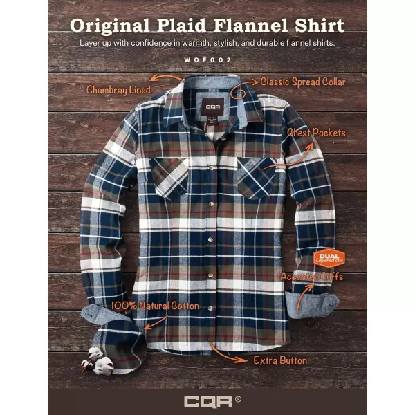 CQR Womens Plaid Flannel Shirt Long Sleeve AllCotton Soft Brushed Casual Button Down ShirtsFlannel Plaid Shirts Midnight Forest