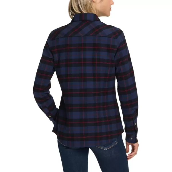 CQR Womens Plaid Flannel Shirt Long Sleeve AllCotton Soft Brushed Casual Button Down ShirtsFlannel Plaid Shirts Navy Blue