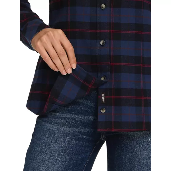 CQR Womens Plaid Flannel Shirt Long Sleeve AllCotton Soft Brushed Casual Button Down ShirtsFlannel Plaid Shirts Navy Blue