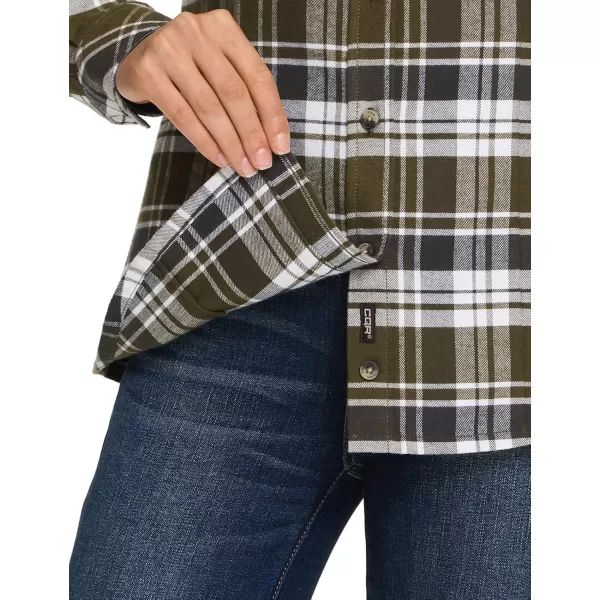 CQR Womens Plaid Flannel Shirt Long Sleeve AllCotton Soft Brushed Casual Button Down ShirtsFlannel Plaid Shirts Olive Green