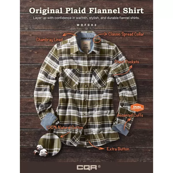 CQR Womens Plaid Flannel Shirt Long Sleeve AllCotton Soft Brushed Casual Button Down ShirtsFlannel Plaid Shirts Olive Green