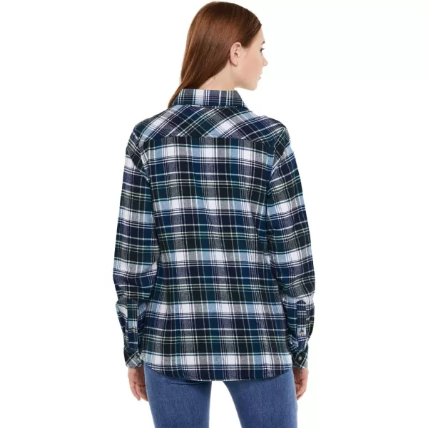 CQR Womens Plaid Flannel Shirt Long Sleeve AllCotton Soft Brushed Casual Button Down ShirtsFlannel Plaid Shirts Pacific Blue