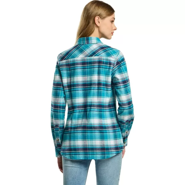 CQR Womens Plaid Flannel Shirt Long Sleeve AllCotton Soft Brushed Casual Button Down ShirtsFlannel Plaid Shirts Petite Green