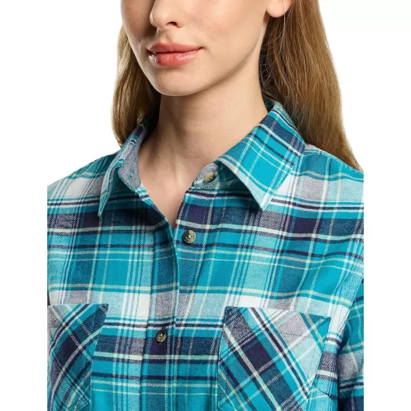 CQR Womens Plaid Flannel Shirt Long Sleeve AllCotton Soft Brushed Casual Button Down ShirtsFlannel Plaid Shirts Petite Green