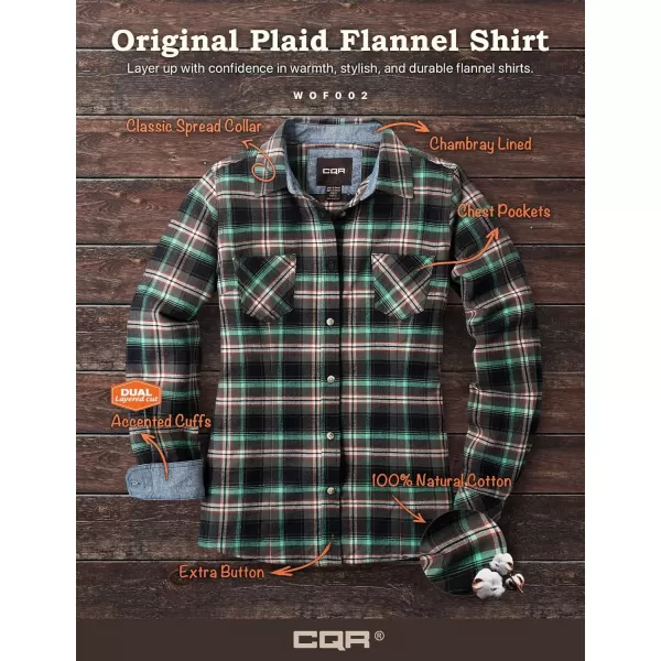 CQR Womens Plaid Flannel Shirt Long Sleeve AllCotton Soft Brushed Casual Button Down ShirtsFlannel Plaid Shirts Seattle Navy