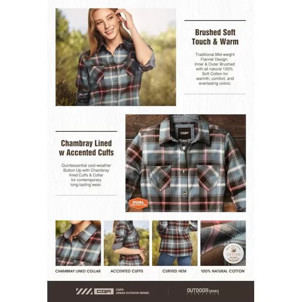 CQR Womens Plaid Flannel Shirt Long Sleeve AllCotton Soft Brushed Casual Button Down ShirtsFlannel Plaid Shirts Windy Melody