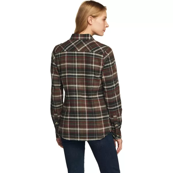 CQR Womens Plaid Flannel Shirt Long Sleeve AllCotton Soft Brushed Casual Button Down ShirtsFlannel Plaid Shirts Wine Forest