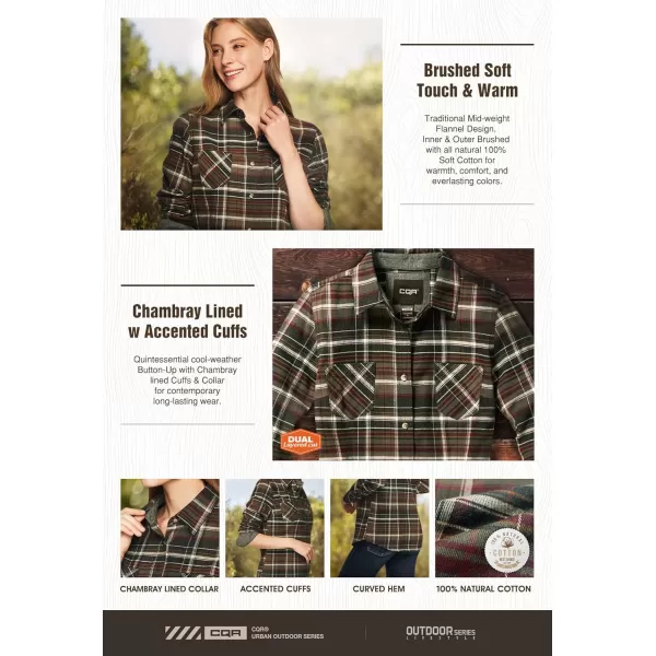 CQR Womens Plaid Flannel Shirt Long Sleeve AllCotton Soft Brushed Casual Button Down ShirtsFlannel Plaid Shirts Wine Forest