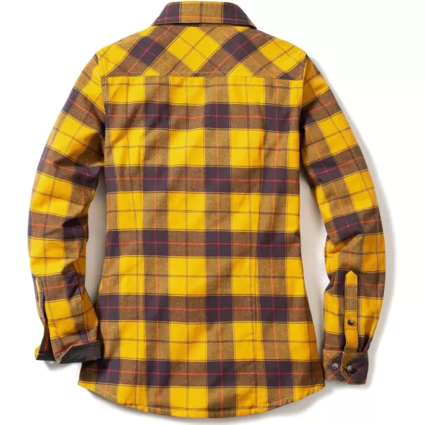 CQR Womens Plaid Flannel Shirt Long Sleeve AllCotton Soft Brushed Casual Button Down ShirtsFlannel Plaid Shirts Yellow Cat