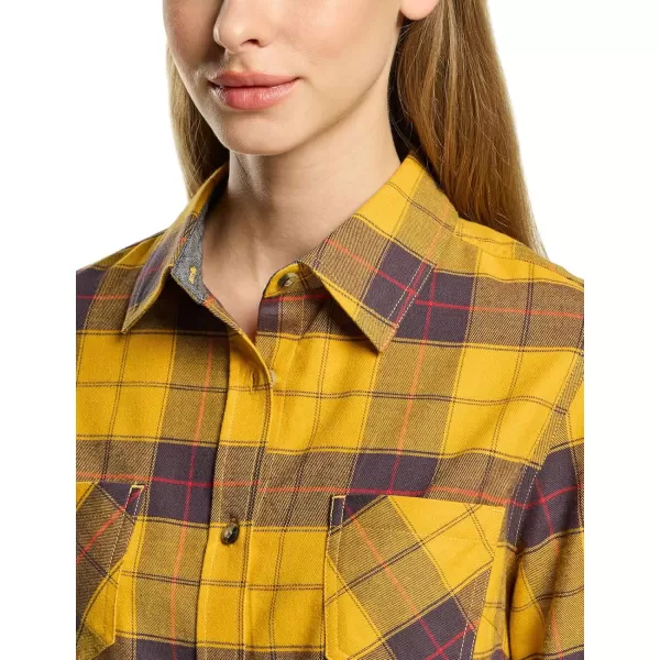 CQR Womens Plaid Flannel Shirt Long Sleeve AllCotton Soft Brushed Casual Button Down ShirtsFlannel Plaid Shirts Yellow Cat