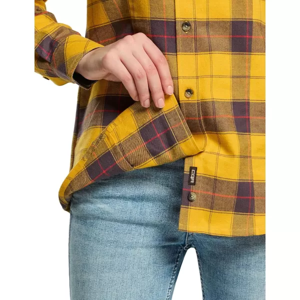 CQR Womens Plaid Flannel Shirt Long Sleeve AllCotton Soft Brushed Casual Button Down ShirtsFlannel Plaid Shirts Yellow Cat