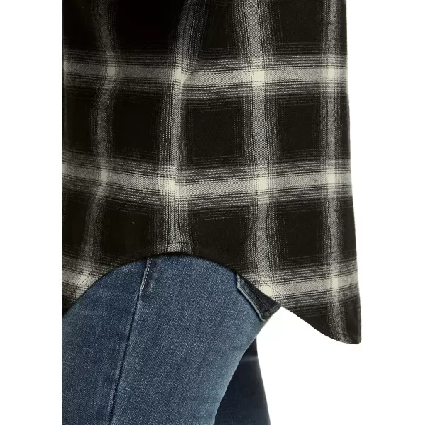 CQR Womens Plaid Flannel Shirt Long Sleeve AllCotton Soft Brushed Casual Button Down ShirtsLoose Fit Black Ombre