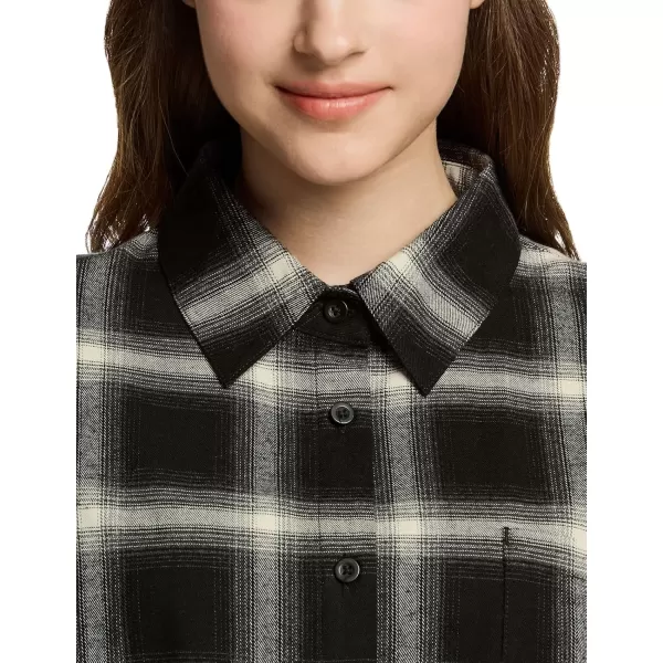 CQR Womens Plaid Flannel Shirt Long Sleeve AllCotton Soft Brushed Casual Button Down ShirtsLoose Fit Black Ombre