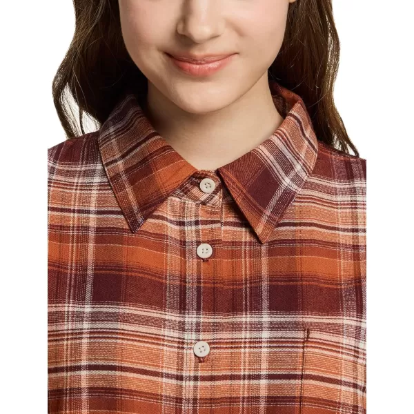 CQR Womens Plaid Flannel Shirt Long Sleeve AllCotton Soft Brushed Casual Button Down ShirtsLoose Fit Copper Orange