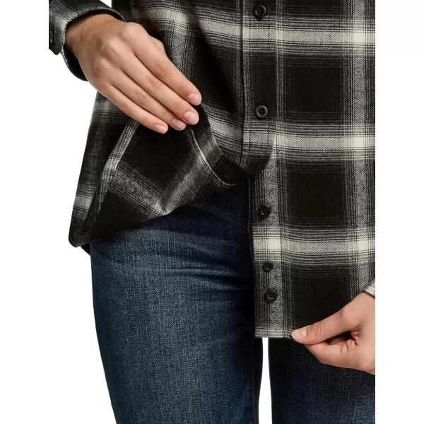 CQR Womens Plaid Flannel Shirt Long Sleeve AllCotton Soft Brushed Casual Button Down ShirtsRegular Fit Black Ombre