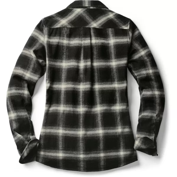 CQR Womens Plaid Flannel Shirt Long Sleeve AllCotton Soft Brushed Casual Button Down ShirtsRegular Fit Black Ombre