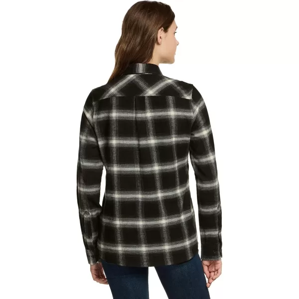 CQR Womens Plaid Flannel Shirt Long Sleeve AllCotton Soft Brushed Casual Button Down ShirtsRegular Fit Black Ombre