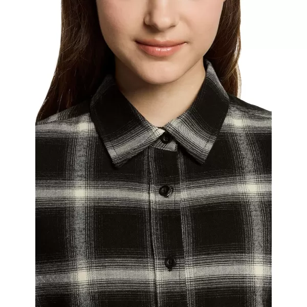 CQR Womens Plaid Flannel Shirt Long Sleeve AllCotton Soft Brushed Casual Button Down ShirtsRegular Fit Black Ombre