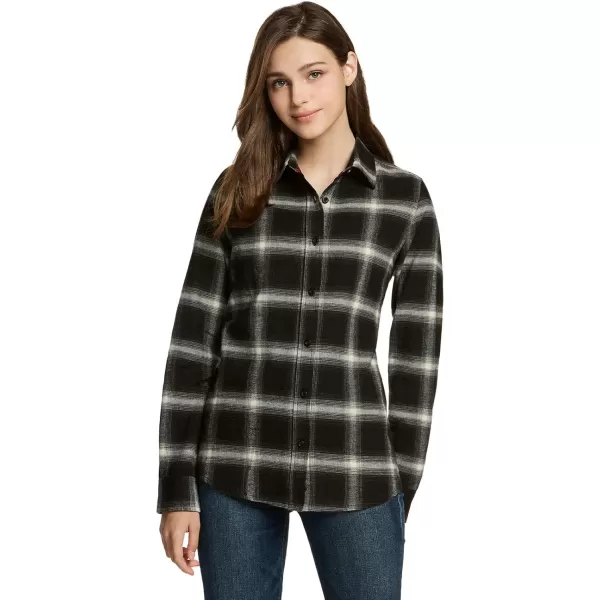 CQR Womens Plaid Flannel Shirt Long Sleeve AllCotton Soft Brushed Casual Button Down ShirtsRegular Fit Black Ombre