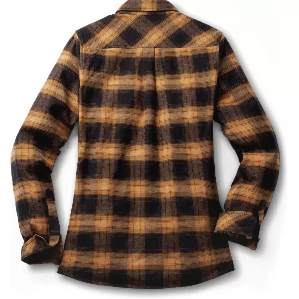 CQR Womens Plaid Flannel Shirt Long Sleeve AllCotton Soft Brushed Casual Button Down ShirtsRegular Fit Brown Mood