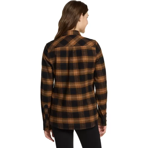 CQR Womens Plaid Flannel Shirt Long Sleeve AllCotton Soft Brushed Casual Button Down ShirtsRegular Fit Brown Mood