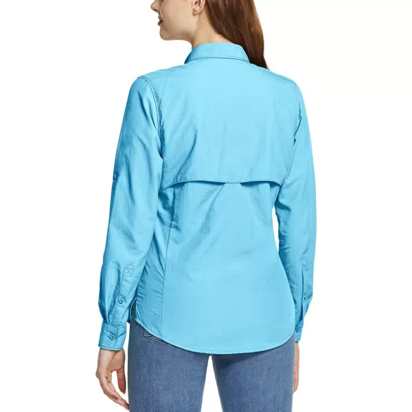 CQR Womens UPF 50 Long Sleeve Hiking Shirts Quick Dry Outdoor UVSun Protection Button Down ShirtsDry Fit Fishing Shirts Skyblue