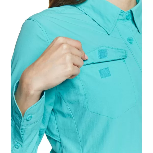 CQR Womens UPF 50 Long Sleeve Hiking Shirts Quick Dry Outdoor UVSun Protection Button Down ShirtsDry Fit Fishing Shirts Teal