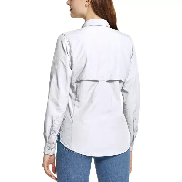 CQR Womens UPF 50 Long Sleeve Hiking Shirts Quick Dry Outdoor UVSun Protection Button Down ShirtsDry Fit Fishing Shirts White