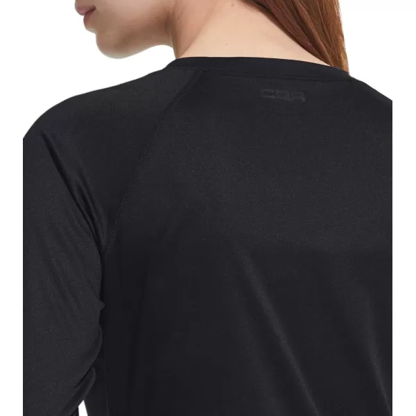 CQR Womens UPF 50 Long Sleeve UVSun Protection TShirt Outdoor Cool Dry Athletic Performance Hiking ShirtsLong Sleeve Sun Tshirt Black