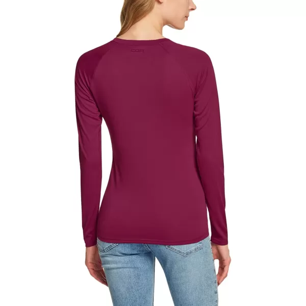 CQR Womens UPF 50 Long Sleeve UVSun Protection TShirt Outdoor Cool Dry Athletic Performance Hiking ShirtsLong Sleeve Sun Tshirt Plum