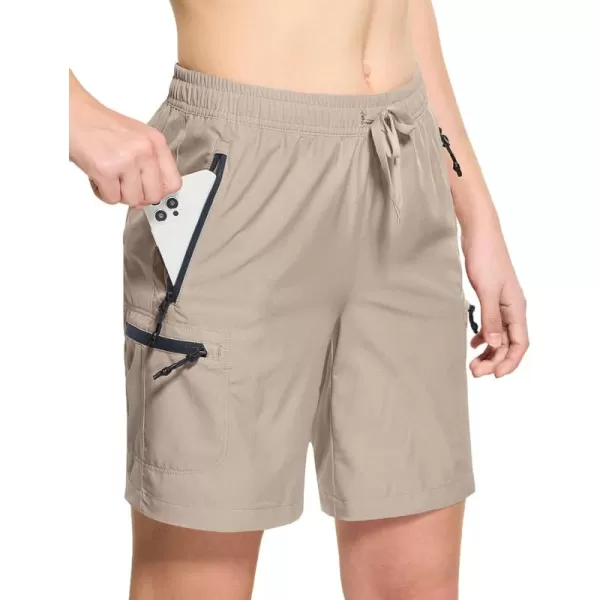 CQR Womens Acadia Hiking Cargo Shorts Lightweight Outdoor Athletic Shorts Summer Golf Shorts with Zipper PocketsAcadia Shorts Khaki