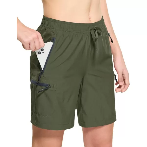 CQR Womens Acadia Hiking Cargo Shorts Lightweight Outdoor Athletic Shorts Summer Golf Shorts with Zipper PocketsAcadia Shorts Olive