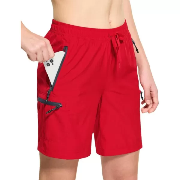 CQR Womens Acadia Hiking Cargo Shorts Lightweight Outdoor Athletic Shorts Summer Golf Shorts with Zipper PocketsAcadia Shorts Red