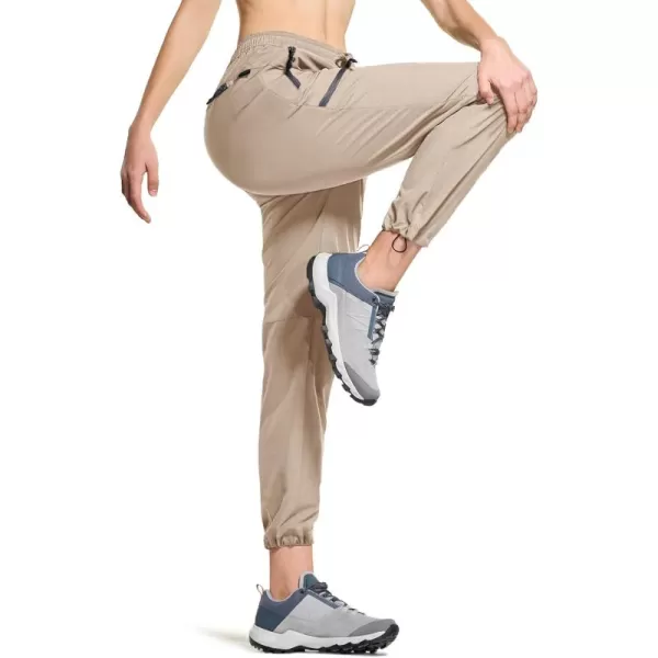 CQR Womens Hiking Outdoor Pants Lightweight Stretch Cargo Pants with Zipper Pockets Water Resistant Athletic PantsAcadia Pants Khaki