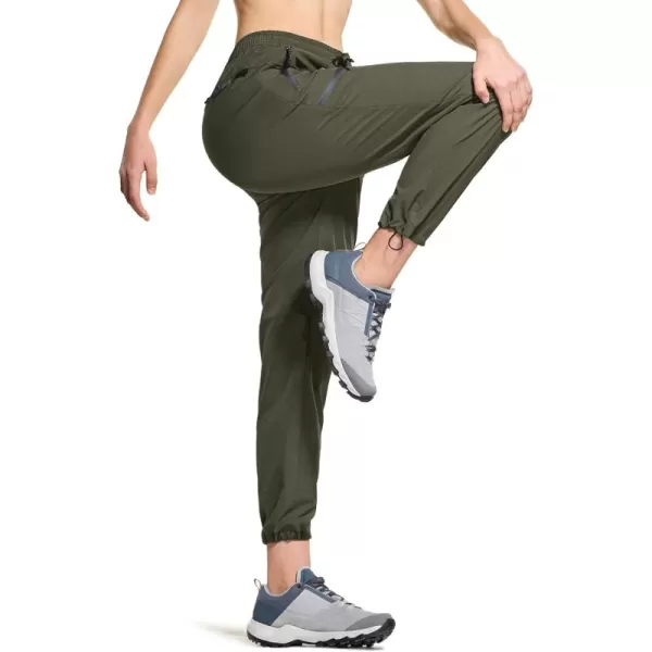 CQR Womens Hiking Outdoor Pants Lightweight Stretch Cargo Pants with Zipper Pockets Water Resistant Athletic PantsAcadia Pants Olive